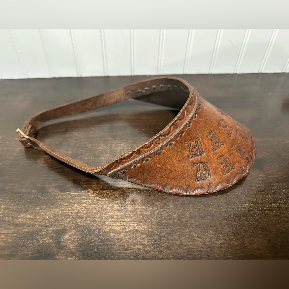 Vintage Harley Davidson leather visor. Distressed. Adjustable. Biker.Motorcycle - Picture 3 of 6